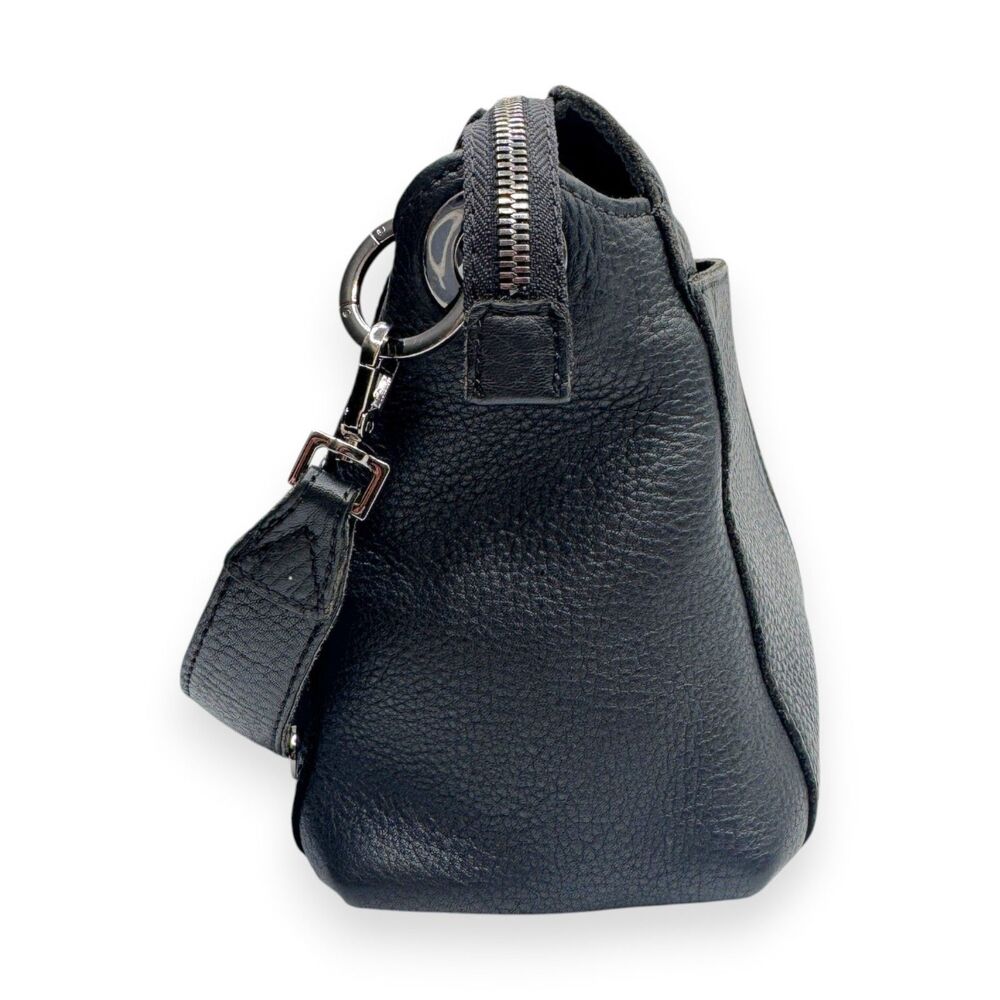 Hammitt Bryant Medium Black Gunmetal Leather Crossbody Shoulder Bag - Picture 10 of 16
